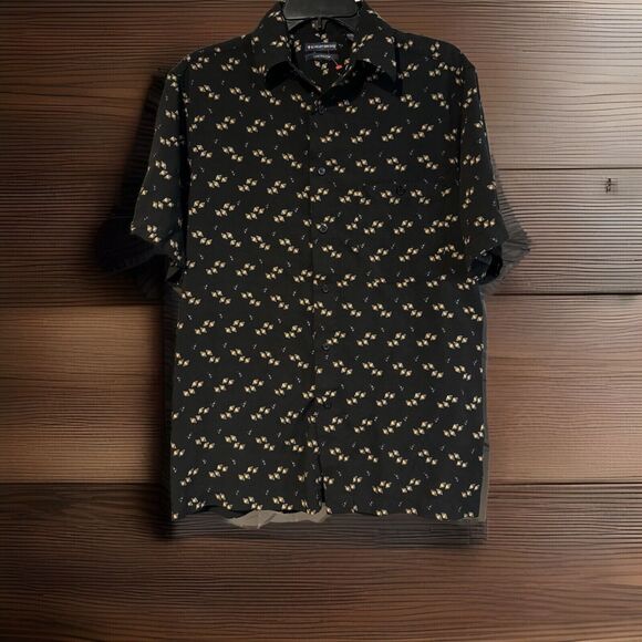 Knightsbridge Medium Mens Diamond Pattern Button Up Shirt Short Sleeve Casual - Picture 1 of 6